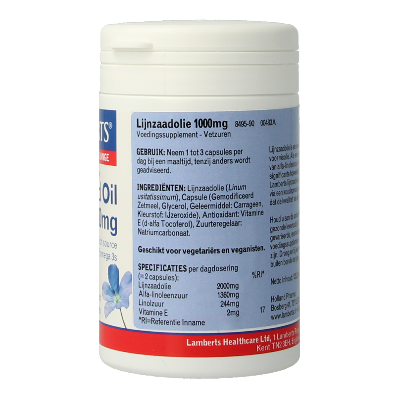 Lamberts Lijnzaadolie (flaxseed oil) 1000mg 90 Vegetarische capsules
