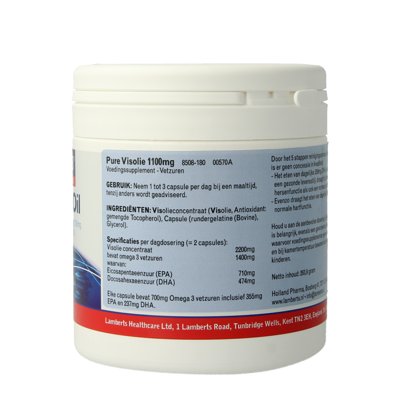 Lamberts Pure visolie 1100mg omega 3 180 Capsules