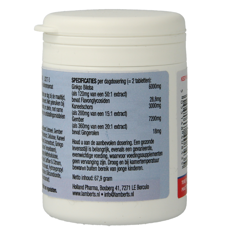 Lamberts Veintain (met ginkgo, kaneel) 60 Tabletten
