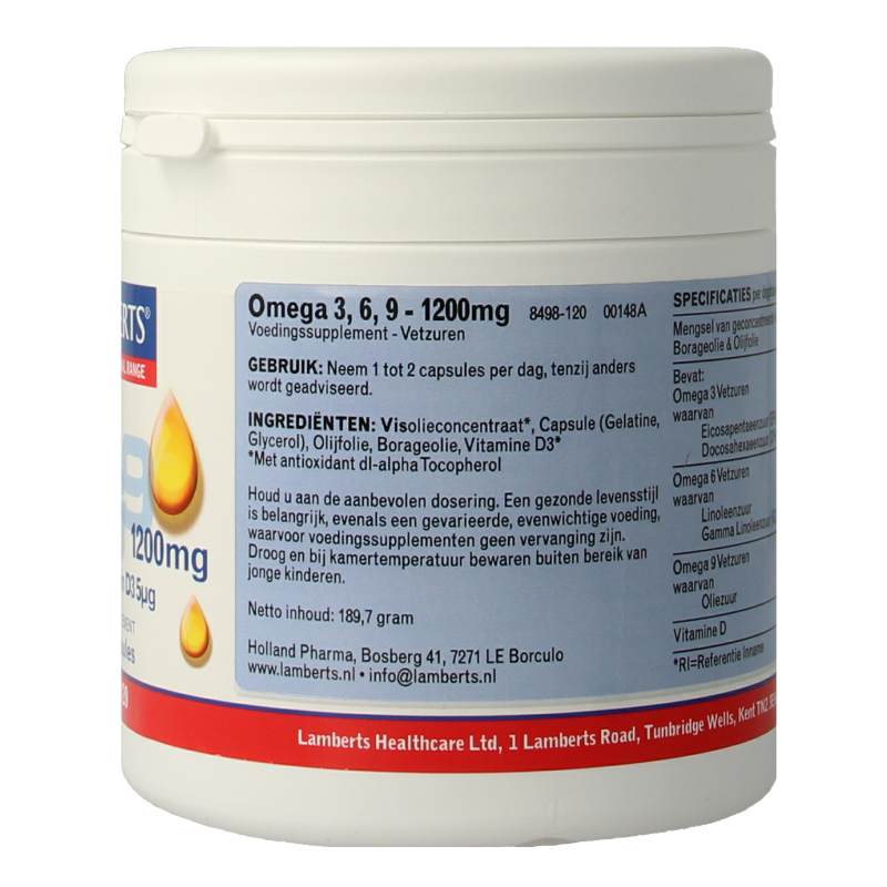 Lamberts Visolie Omega 3 6 9 120 Capsules