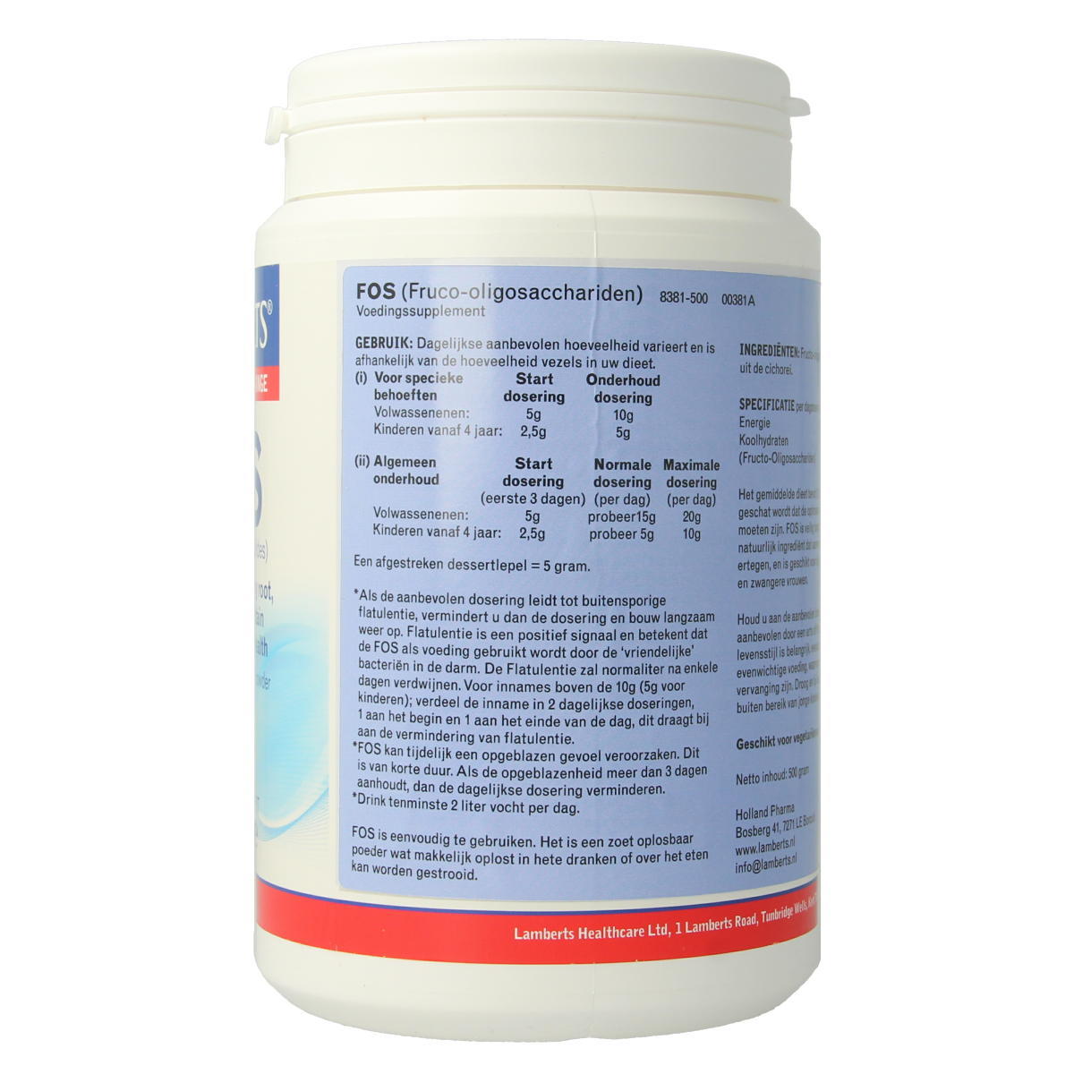 Lamberts FOS Fructo-oligosachariden poeder 500.00 Gram
