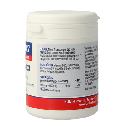 Lamberts Vitamine D3 1000IE 25mcg 120.00 Capsules
