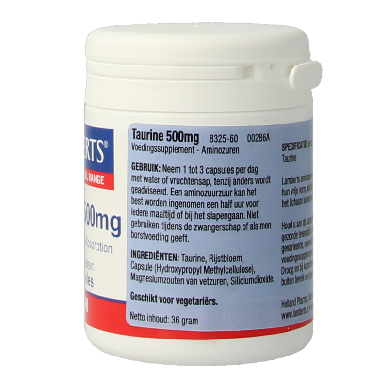 Lamberts Taurine 500mg 60 Vegetarische capsules