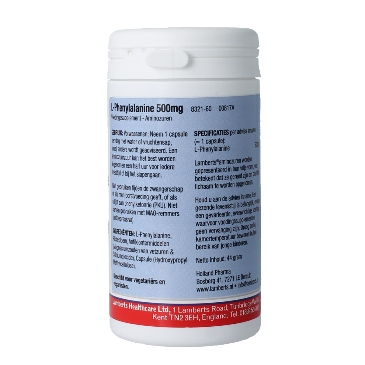 Lamberts L-Phenylalanine 500mg 60.00 Capsules