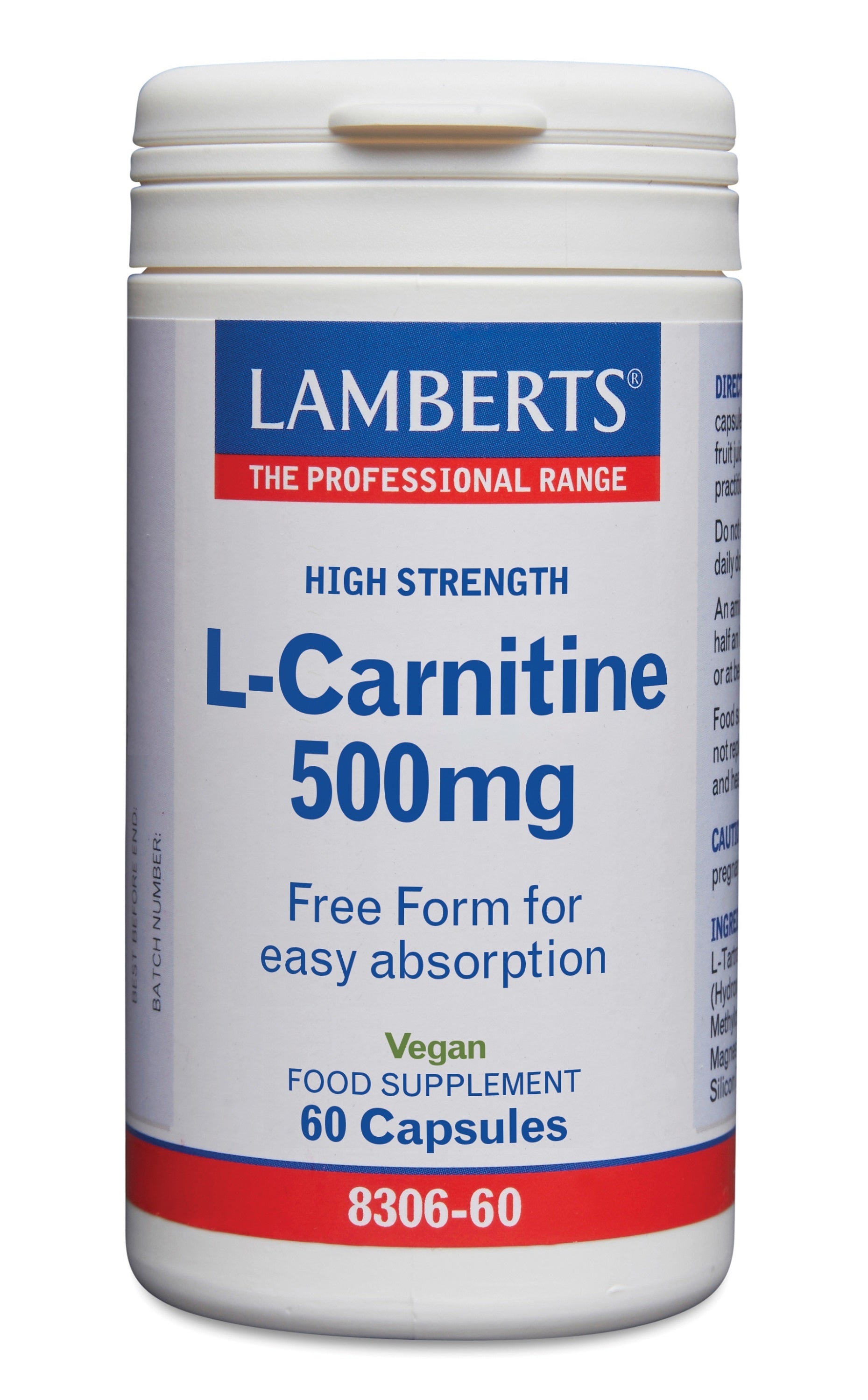 Lamberts L-Carnitine 500mg 60 Vegetarische capsules