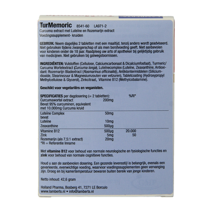 Lamberts Turmemoric met curcuma, luteïne en rozemarijn 60.00 Tabletten