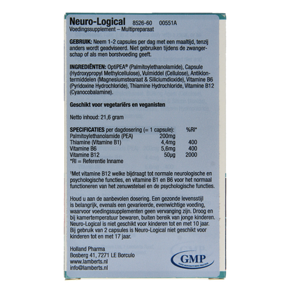 Lamberts Neuro-logical PEA 200mg palmitoylethanolamide 60.00 Capsules