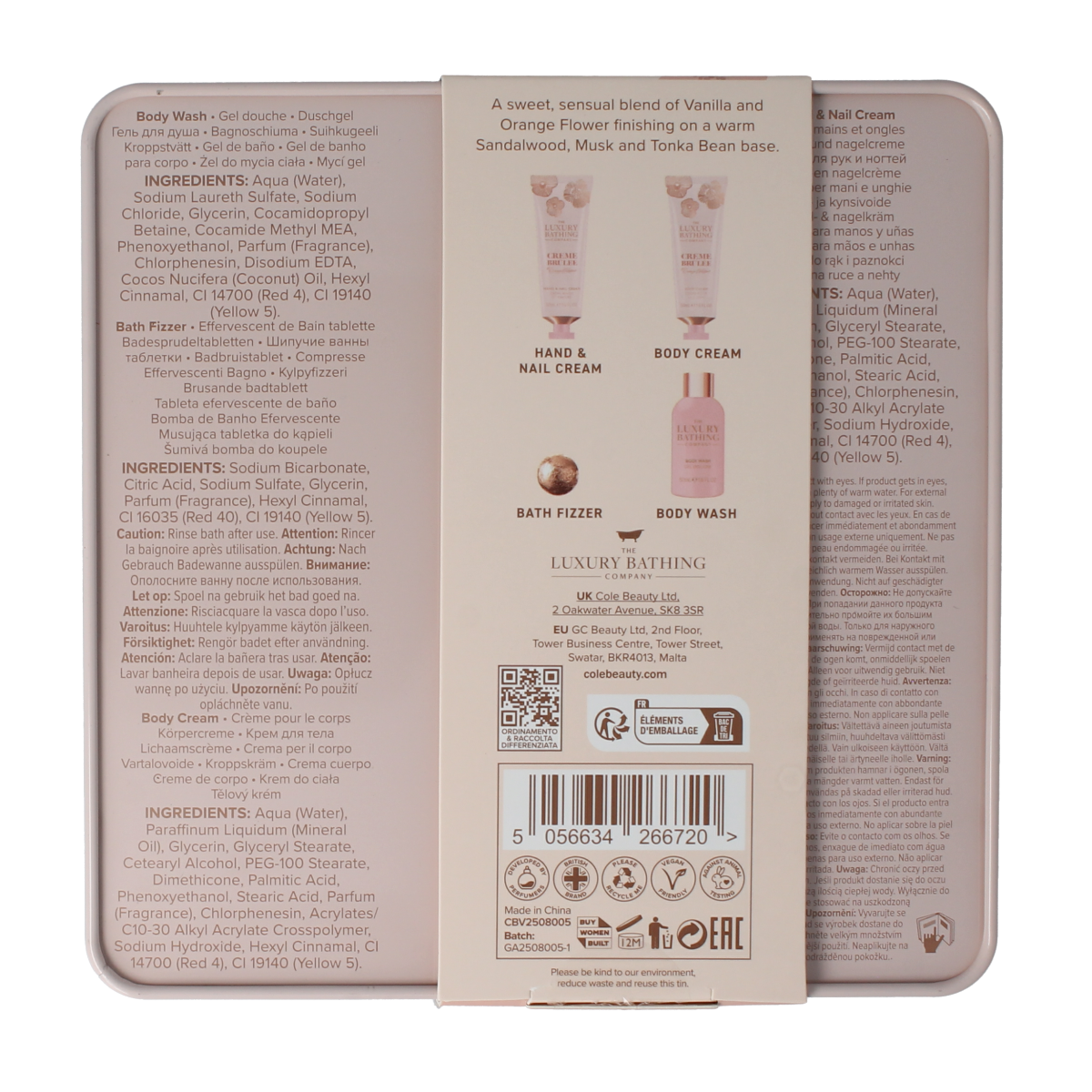 The Luxury Bathing Co Relax & unwind hand nail creme body wash etc blik 1.00 Stuks