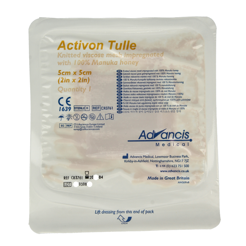 Advancis Activon manuka gaasverband 5 x 5 1 Stuks