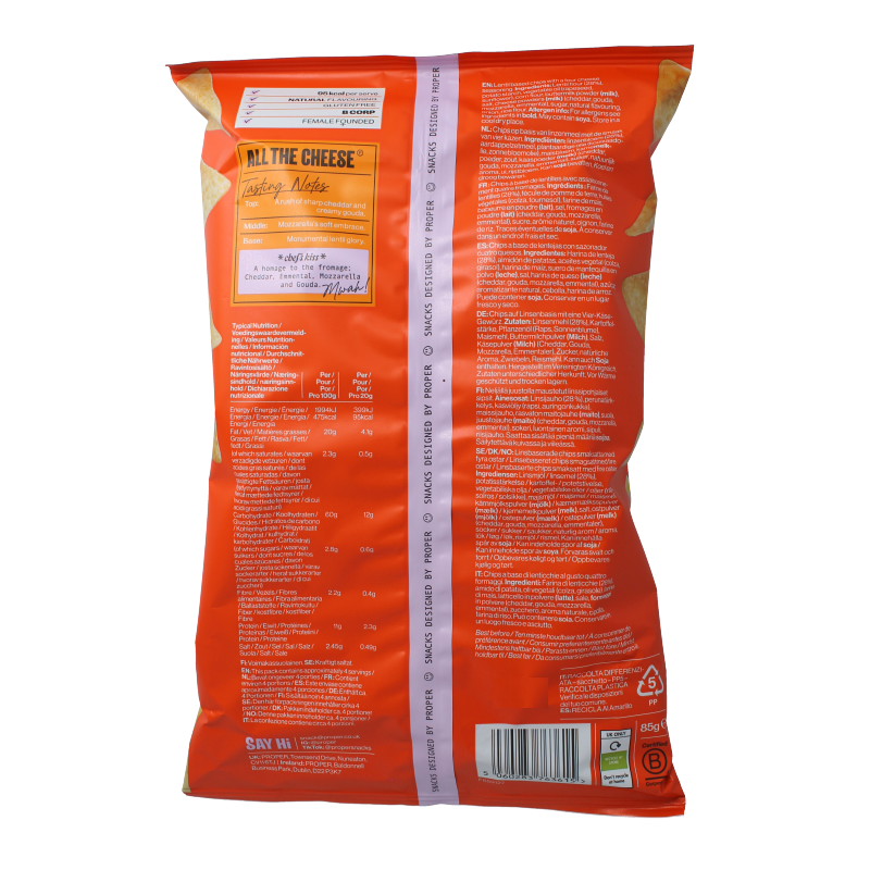 Proper Chips Chips all the cheese glutenvrij 85 Gram