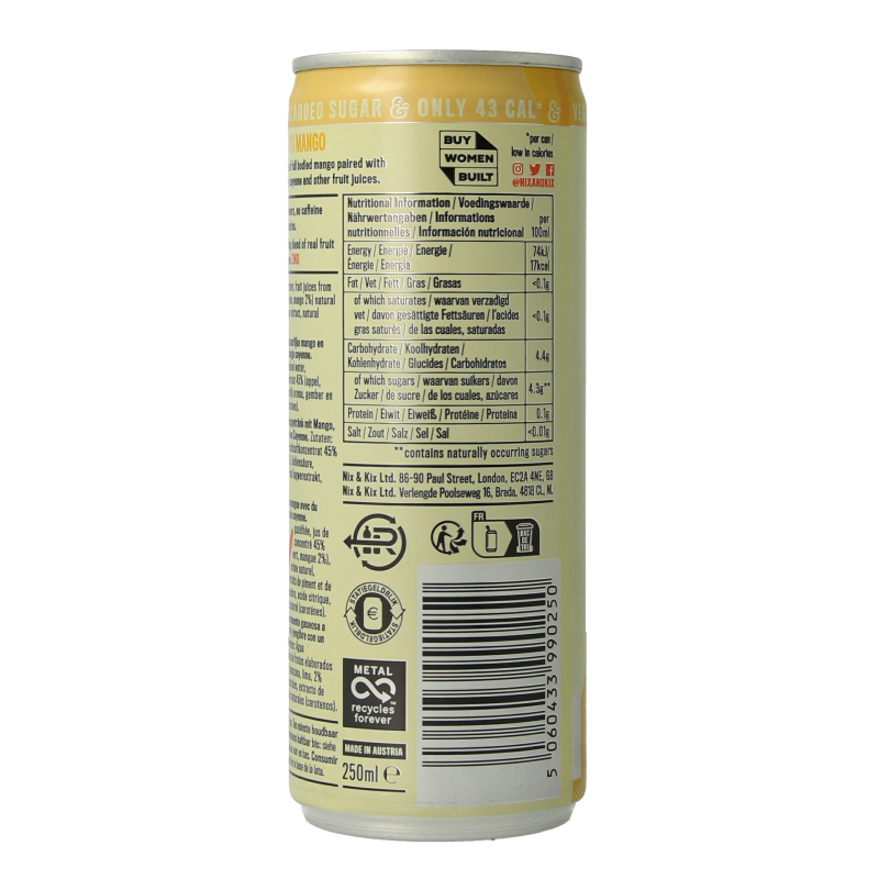 Nix & Kix Mango ginger blikje 250 Milliliter