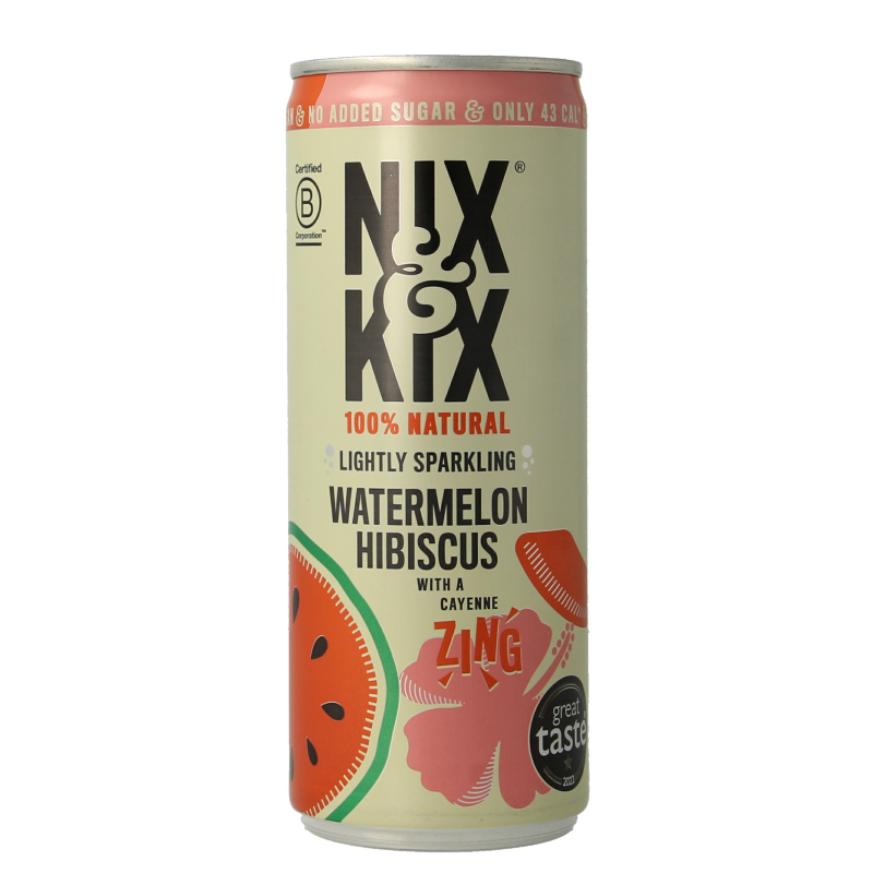 Nix & Kix Watermelon hibiscus blikje 250 Milliliter