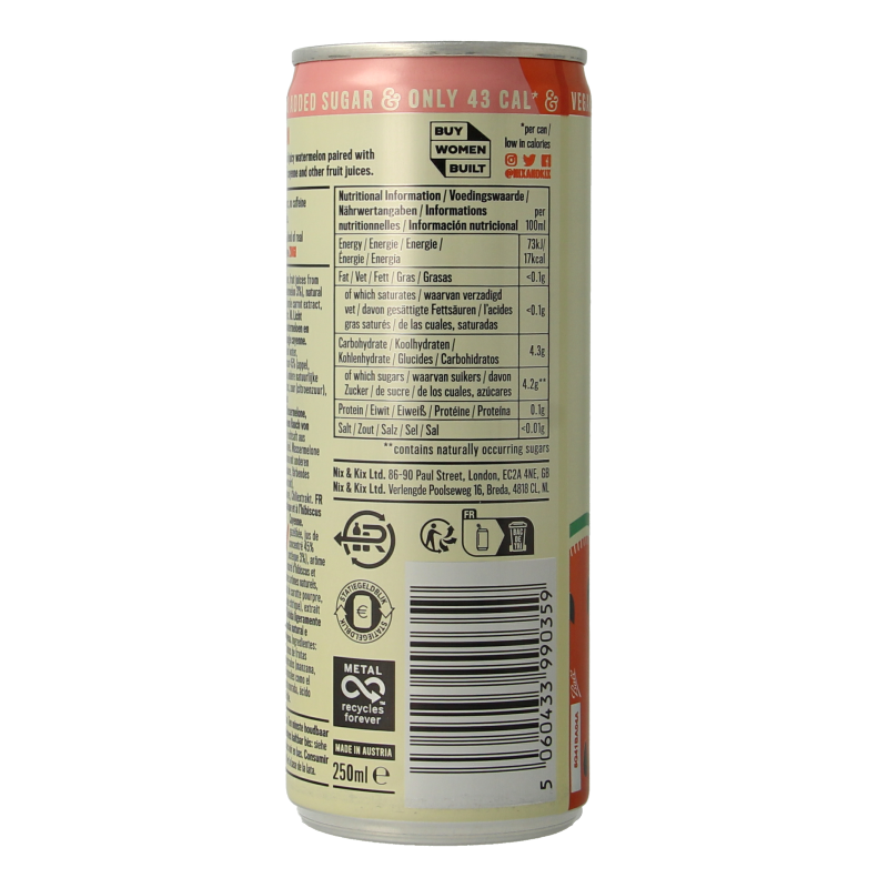Nix & Kix Watermelon hibiscus blikje 250 Milliliter