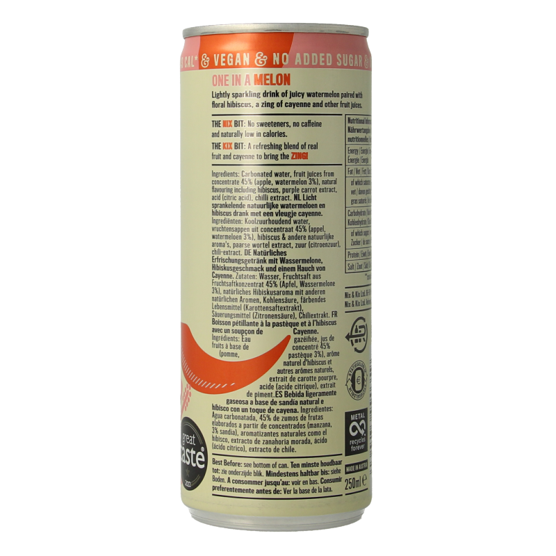 Nix & Kix Watermelon hibiscus blikje 250 Milliliter