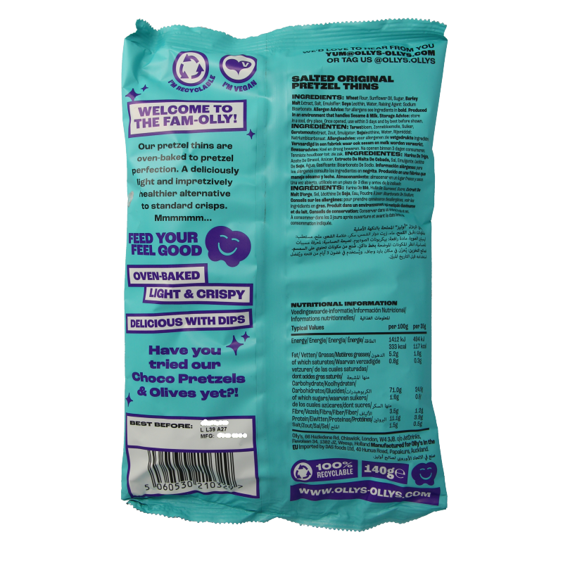 Olly's Pretzels orginal 140 Gram