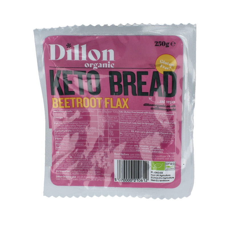 Dillon Organic Keto brood beetroot flax seeds bio demeter 250 Gram