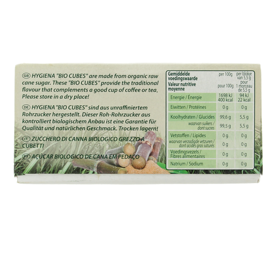 Hygiena Cubes rietsuikerklontjes bio 500.00 Gram