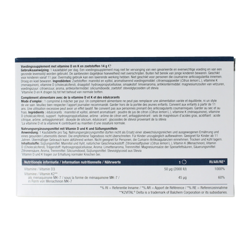Metagenics Vitamine D3 +K2 NFD 56 Kauwtabletten