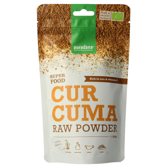 Purasana Curcuma poeder vegan bio 200 Gram