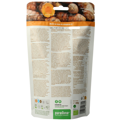 Purasana Curcuma poeder vegan bio 200.00 Gram