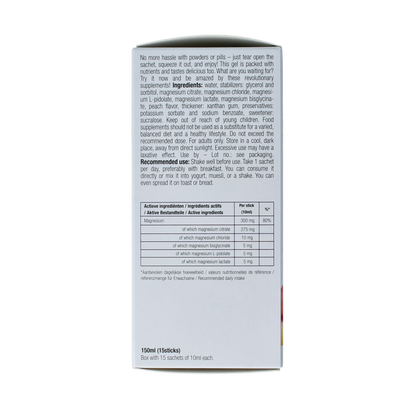 Purasana Magnesium liquid gelstick 10ml 15.00 Stuks