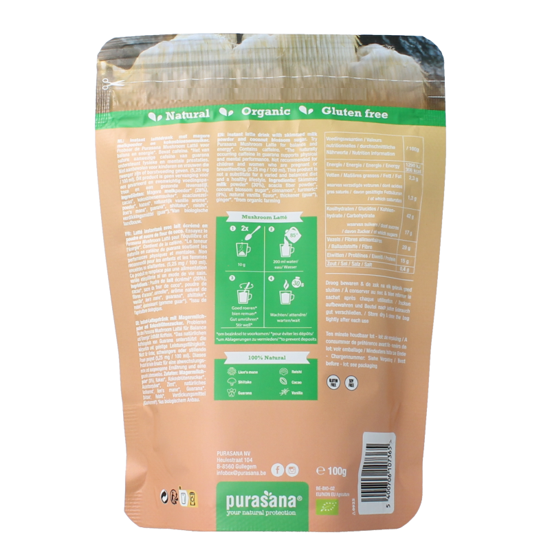 Purasana Instant mushroom latte bio 100 Gram