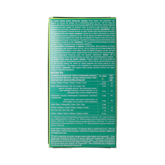 Purasana Instant Matcha Thee Capsules 16x1g bio  16.00 Capsules