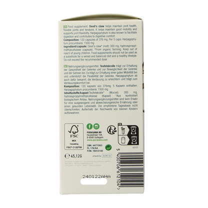 Purasana Duivelsklauw vegan bio 120.00 Vegetarische capsules