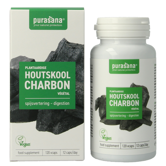 Purasana Plantaardige houtskool vegan 120 Vegetarische capsules
