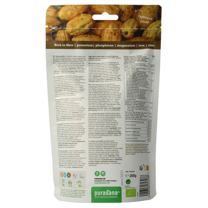 Purasana Cacao poeder vegan bio 200.00 Gram