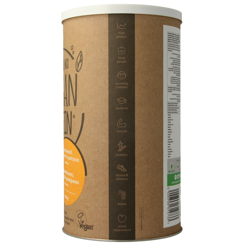 Purasana Proteine zonnebloem hennep pompoen vegan bio 400 Gram