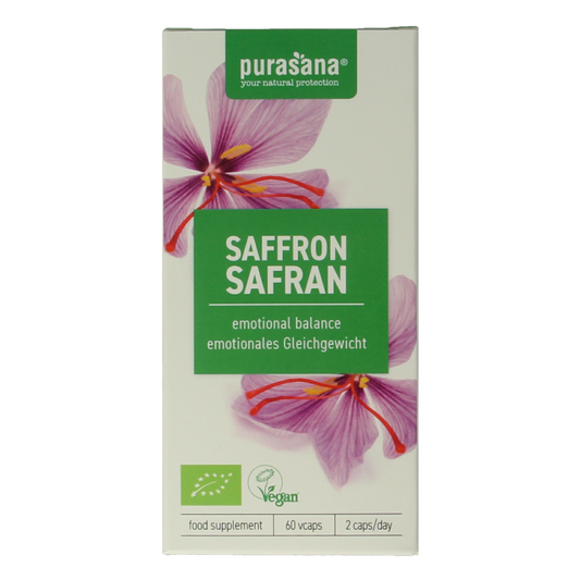 Purasana Saffraan vegan bio 60 Vegetarische capsules