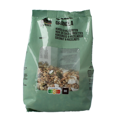 Nutribel Granola kokos hazelnoot bio 300.00 Gram