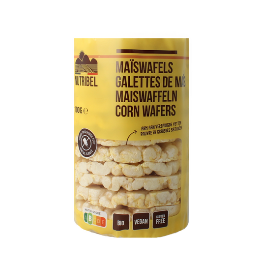 Nutribel Maiswafels zonder zout glutenvrij bio 100.00 Gram