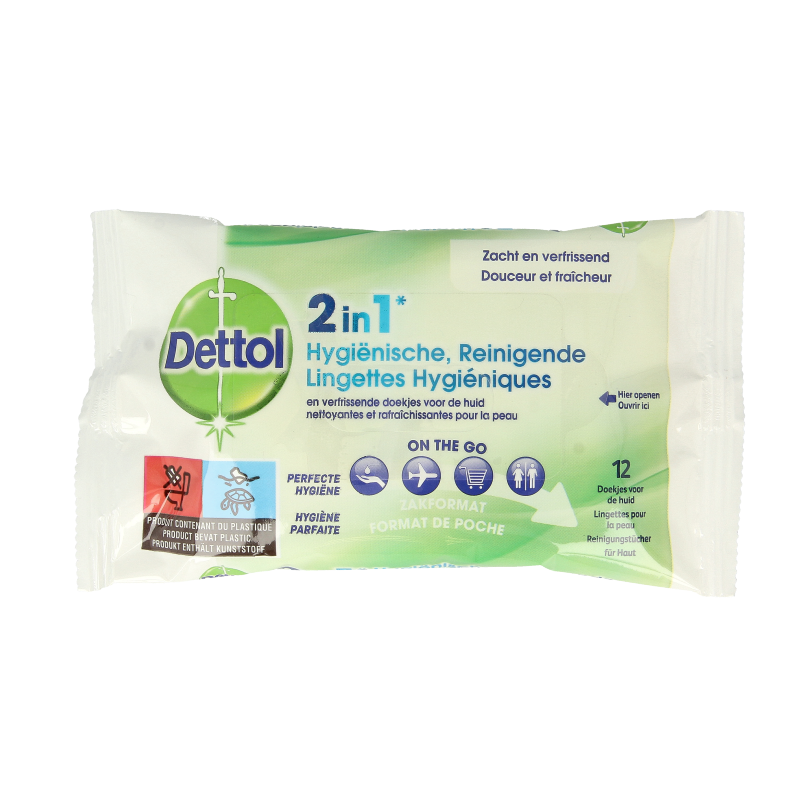 Dettol Wipes 2-in-1 12 Stuks