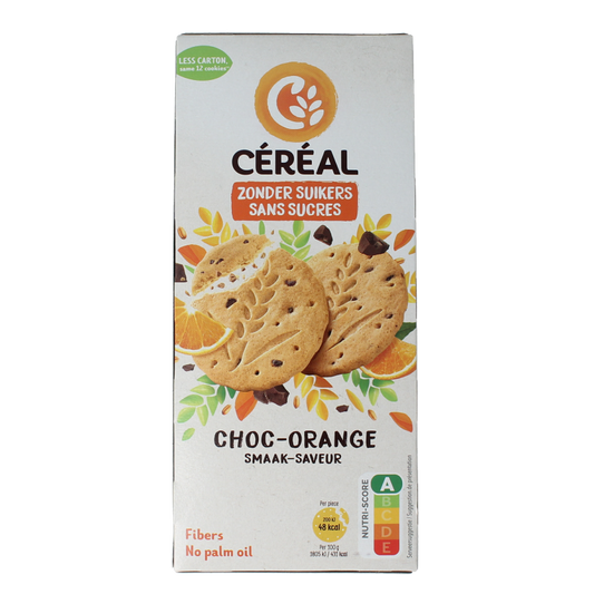 Cereal Zandkoekjes choc-orange zonder suikers 132 Gram