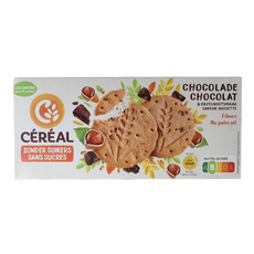 Cereal Zandkoekjes chocolade & hazelnoot zonder suikers 132 Gram