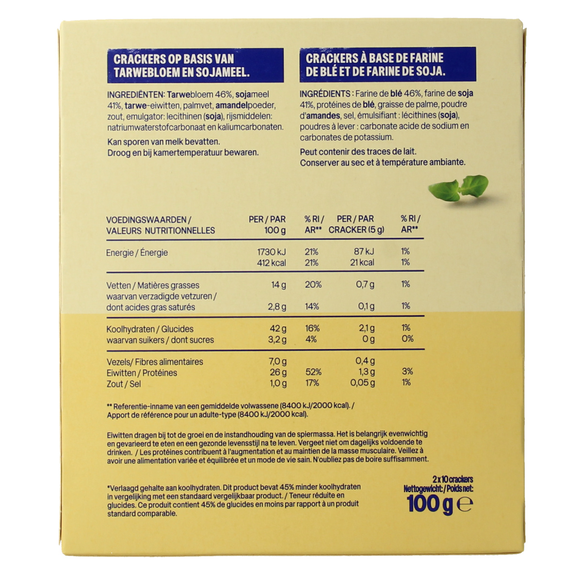 WeCare Lower kcal/carb crispy crackers 100 Gram