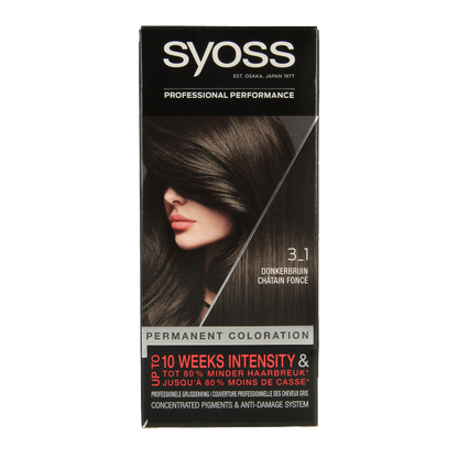 Syoss Color baseline 3-1 donkerbruin haarverf  1 Set
