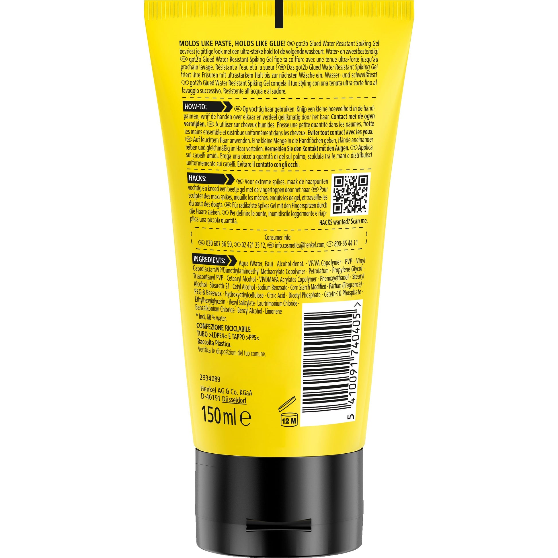 Got2b Glued water resistant spiking gel 150 Milliliter