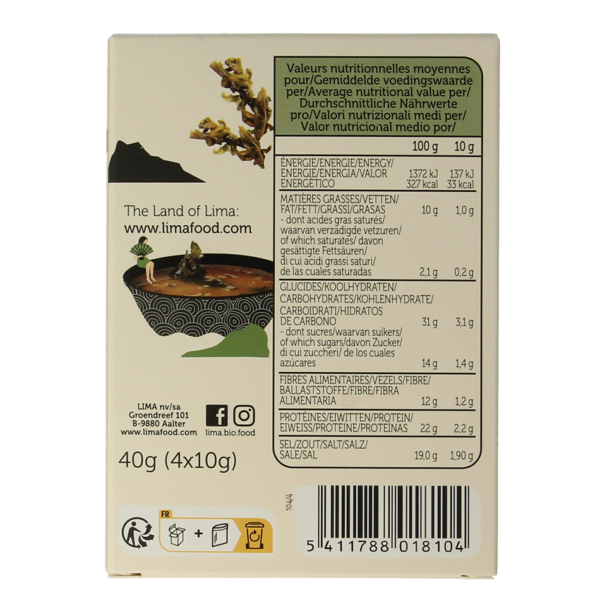 Lima Instant miso soep 4 x 10 gram 40.00 Gram