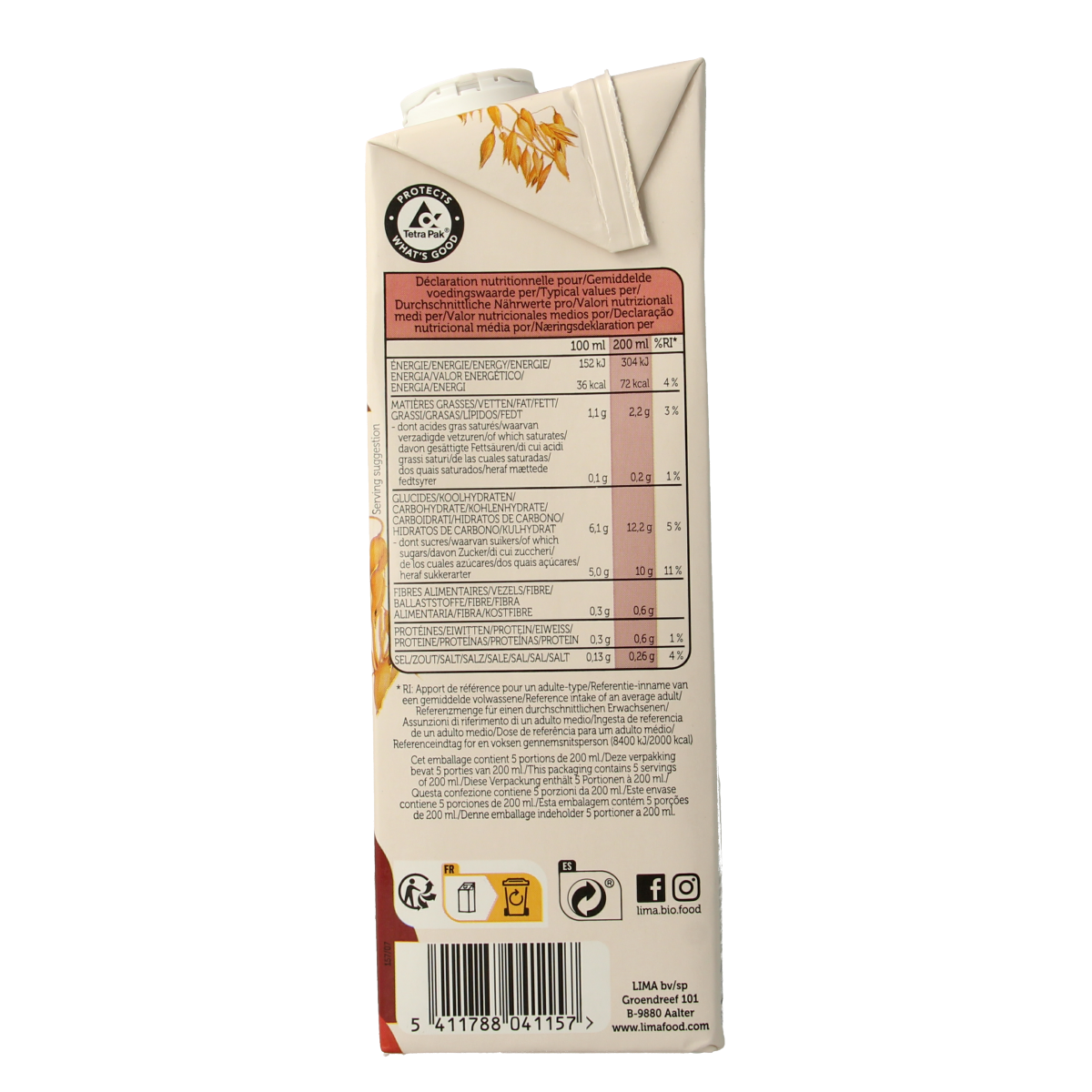 Lima Oat drink natural bio 1.00 Liter