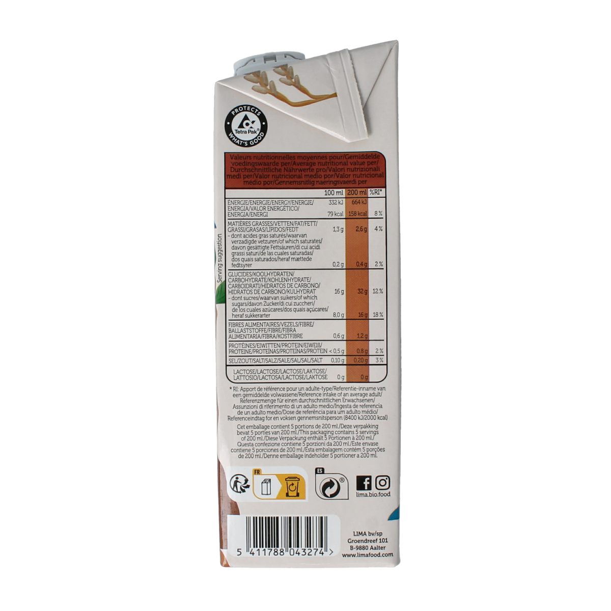 Lima Rice drink choco bio 1.00 Liter