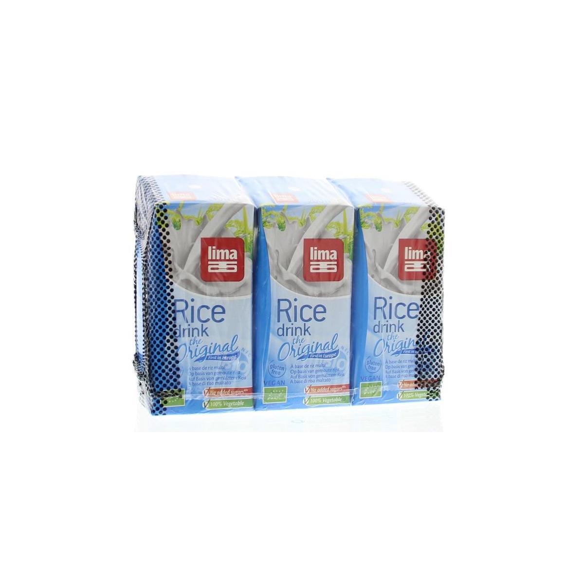 Lima Rice drink original pakjes 200ml bio 3 Stuks