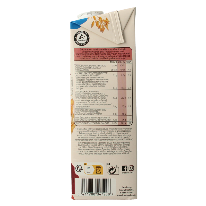 Lima Oat drink glutenvrij bio 1 Liter