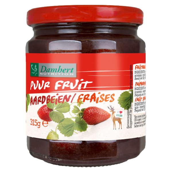Damhert Puur fruit confituur aardbei 315 Gram