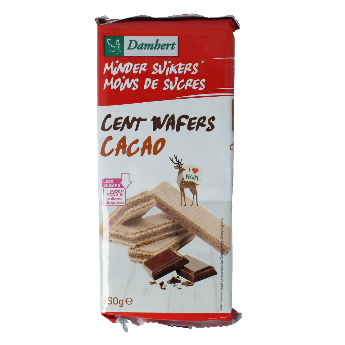 Damhert Centwafers chocolade low carb 150.00 Gram