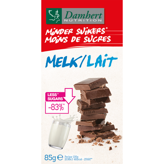 Damhert Chocoladetablet melk minder suikers 102.00 Gram