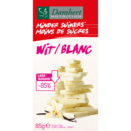 Damhert Chocoladetablet wit minder suikers 85.00 Gram