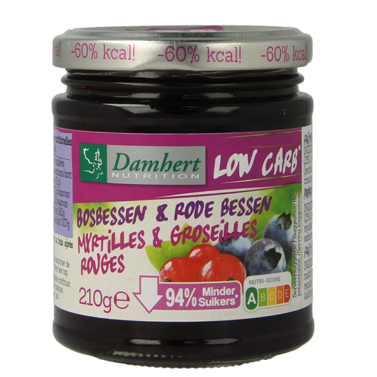 Damhert Confituur bosbes/rode bes low carb 210 Gram
